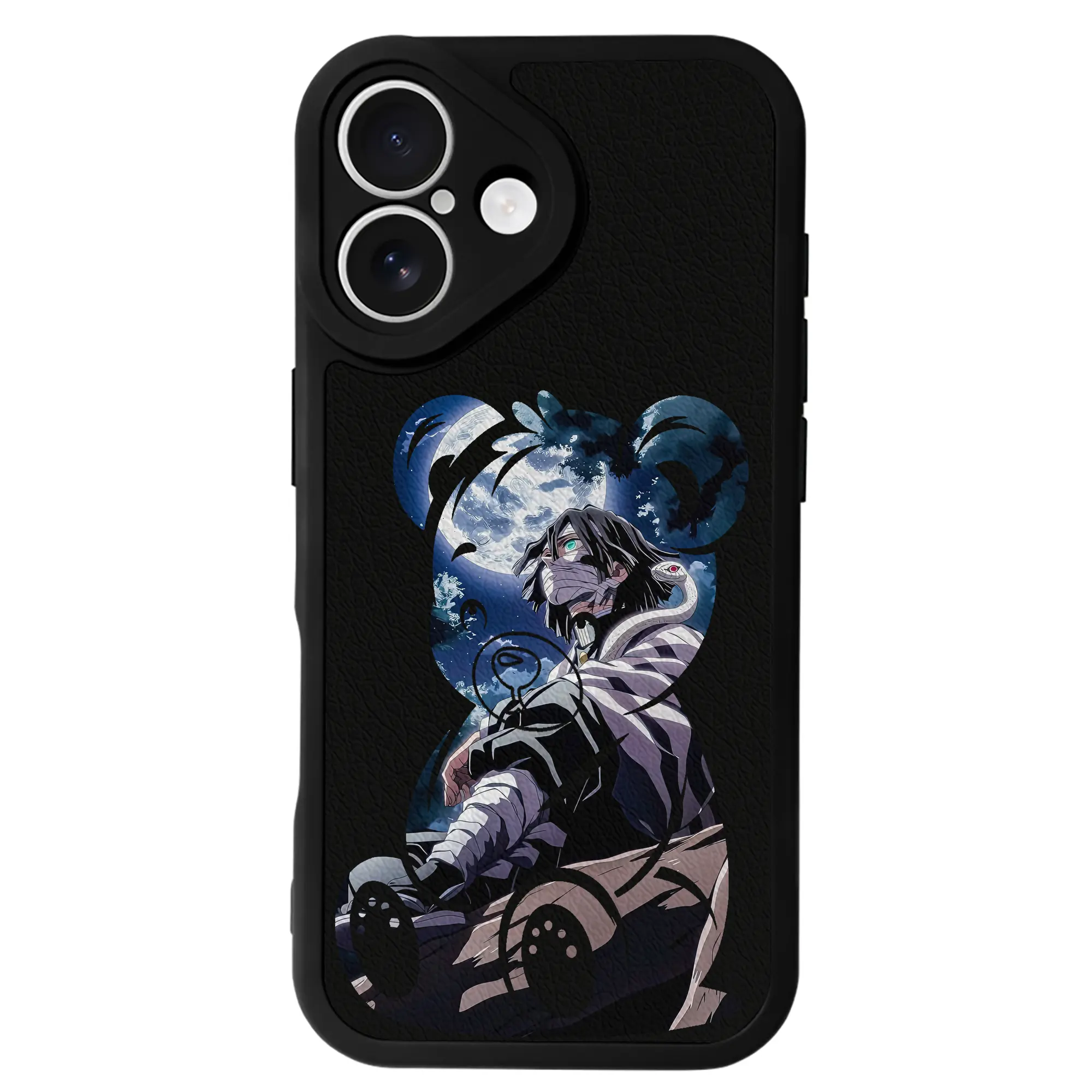 鬼滅の刃 グッズ,伊黒 小芭内 - IPhone 16シリーズ対応 ・ シリコンスマホケース ・ レザー調 ・ 高精度フィット ・ 耐衝撃 ・ ワイヤレス充電対応 ・ 精密カット